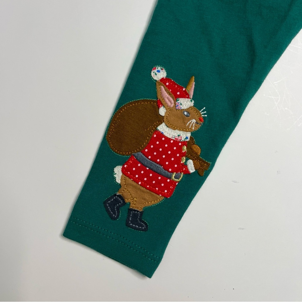 Mini Boden Appliqué Festive Green Mouse Rabbit Guinea Pig Leggings NWT - Picture 3 of 7